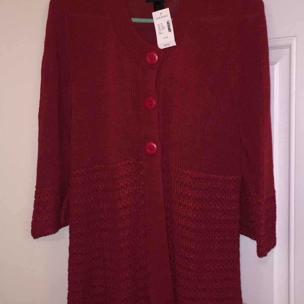 Lane Bryant 100% Acrylic Cardigan Sweater Size 14 / 16 Red